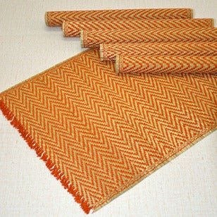 Madurkathi Chevron Tassels Placemats - Rust (Set of 6) | Verified Sustainable by Brown Living™
