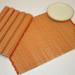 Madurkathi Chevron Tassels Placemats - Rust (Set of 6) – Table Linens on Brown Living™. SKU: MKTMAT019B - n. Img 1.