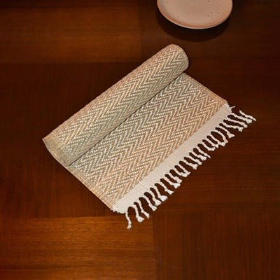 Madurkathi Tassels Chevron Table Runner – Table Linens on Brown Living™. SKU: MKTRUN018C - n. Img 1.