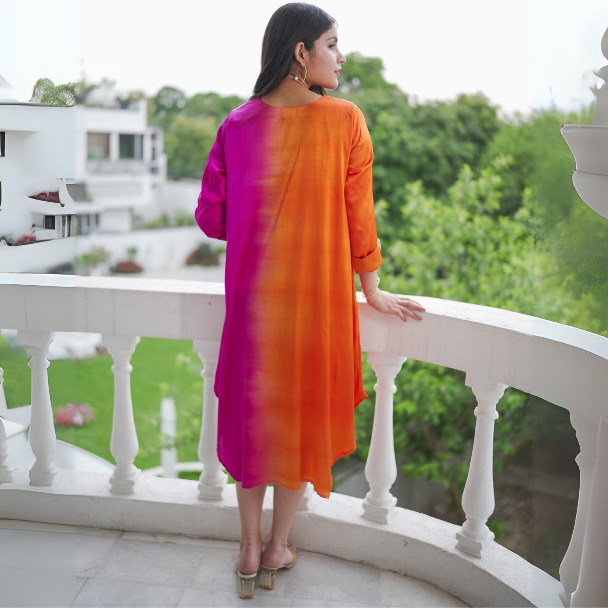 Magenta Mimosa Organic Satin Dress | Verified Sustainable by Brown Living™