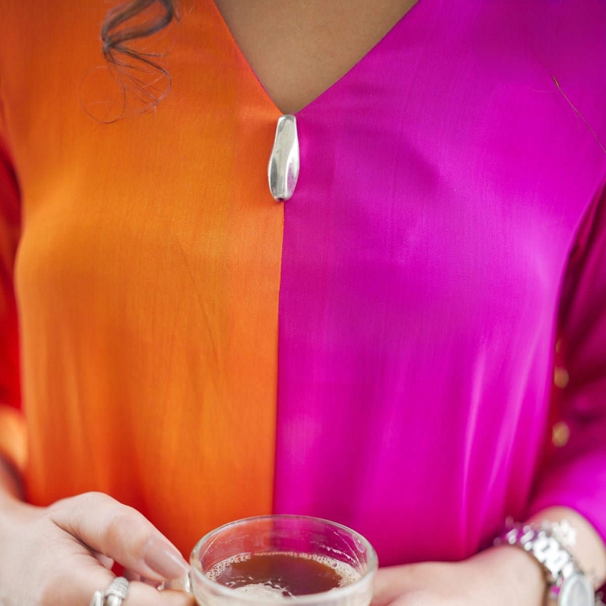 Magenta Mimosa Organic Satin Dress | Verified Sustainable by Brown Living™