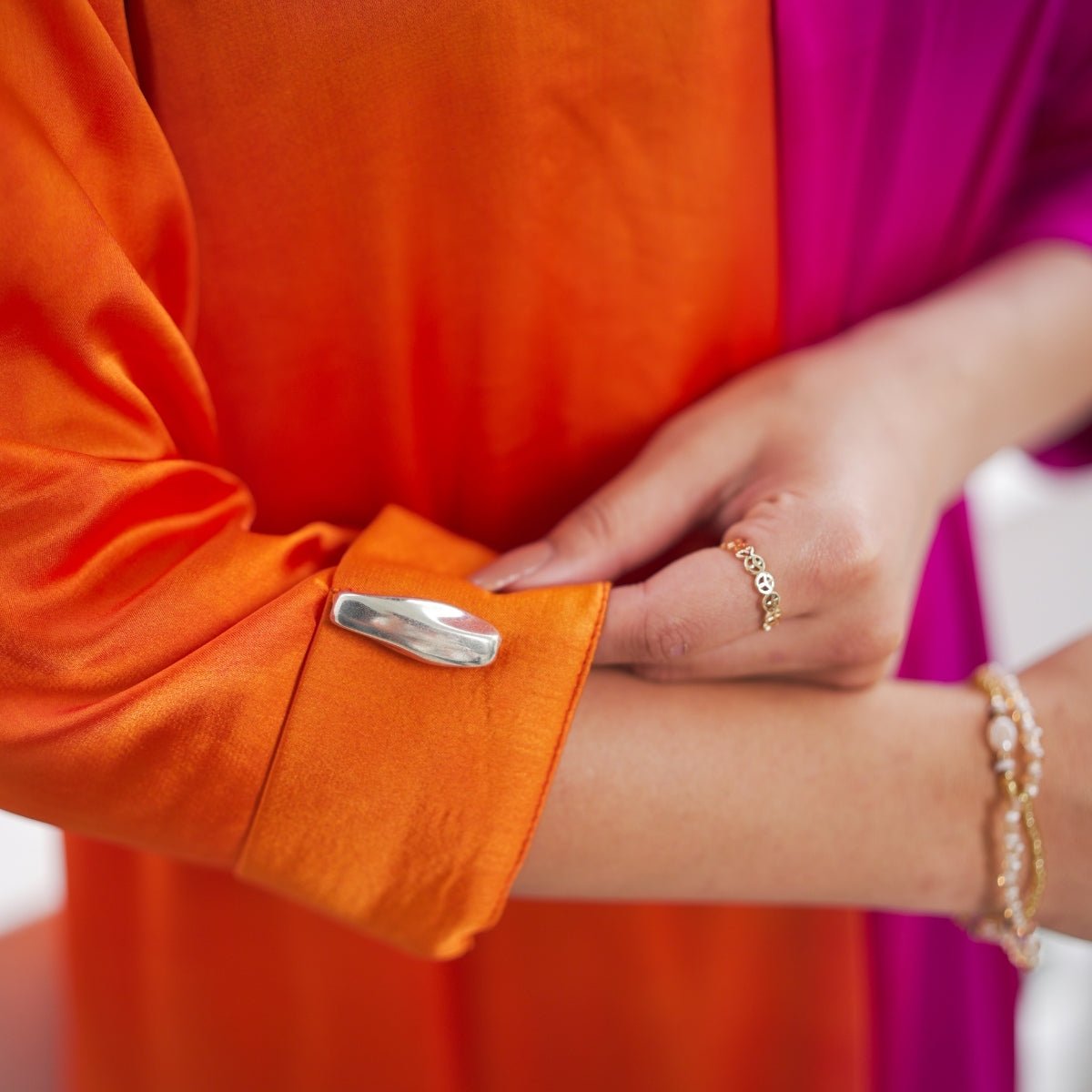 Magenta Mimosa Organic Satin Dress | Verified Sustainable by Brown Living™