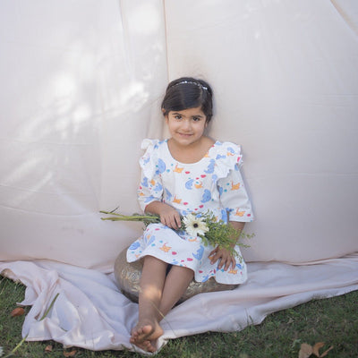 Manta Ray Breathable Cotton Baby Dress – Organic Ruffle Style – Kids Frocks & Dresses on Brown Living™. SKU: AC - 03 - 0005/0 - 6M. Img 3.