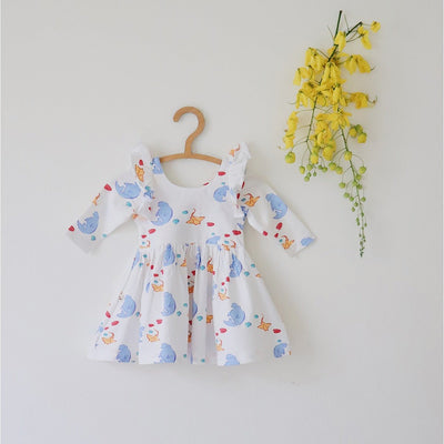 Manta Ray Breathable Cotton Baby Dress – Organic Ruffle Style – Kids Frocks & Dresses on Brown Living™. SKU: AC - 03 - 0005/0 - 6M. Img 4.