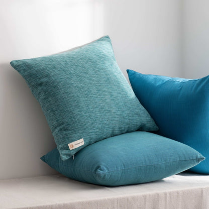 Marbella Textured Teal Cotton Cushion Cover | Verified Sustainable by Brown Living™