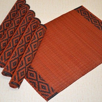 Masland Placemats & Runner Set - Red Charcoal (Set of 7) – Table Linens on Brown Living™. SKU: MKMASS009A. Img 1.