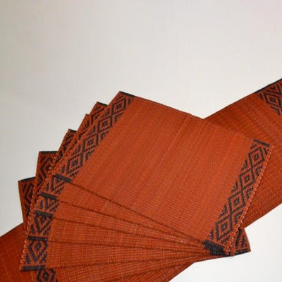 Masland Placemats & Runner Set - Red Charcoal (Set of 7) – Table Linens on Brown Living™. SKU: MKMASS009A. Img 6.