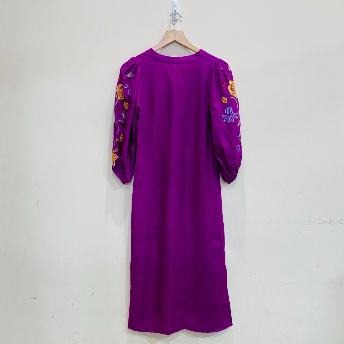 Mauve Puffed Sleeves Dress | Verified Sustainable by Brown Living™