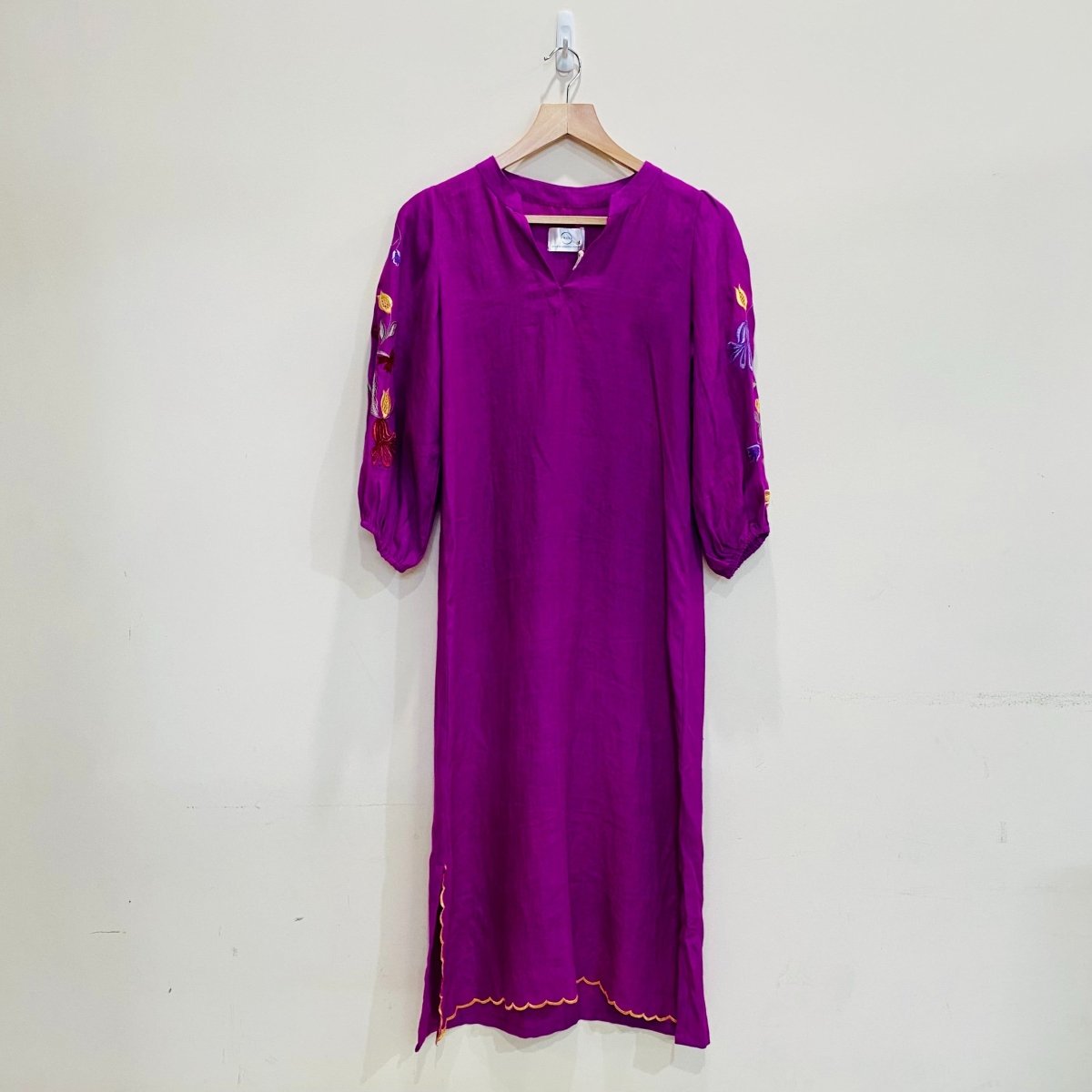 Mauve Puffed Sleeves Dress | Verified Sustainable by Brown Living™