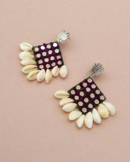 Mehendi Mirror Fabric Earrings for Ethnic Moods – Womens earrings by The serene by Rainvas available on Brown Living™. . SKU: RVS - SER - EAR - 115. Img 2.