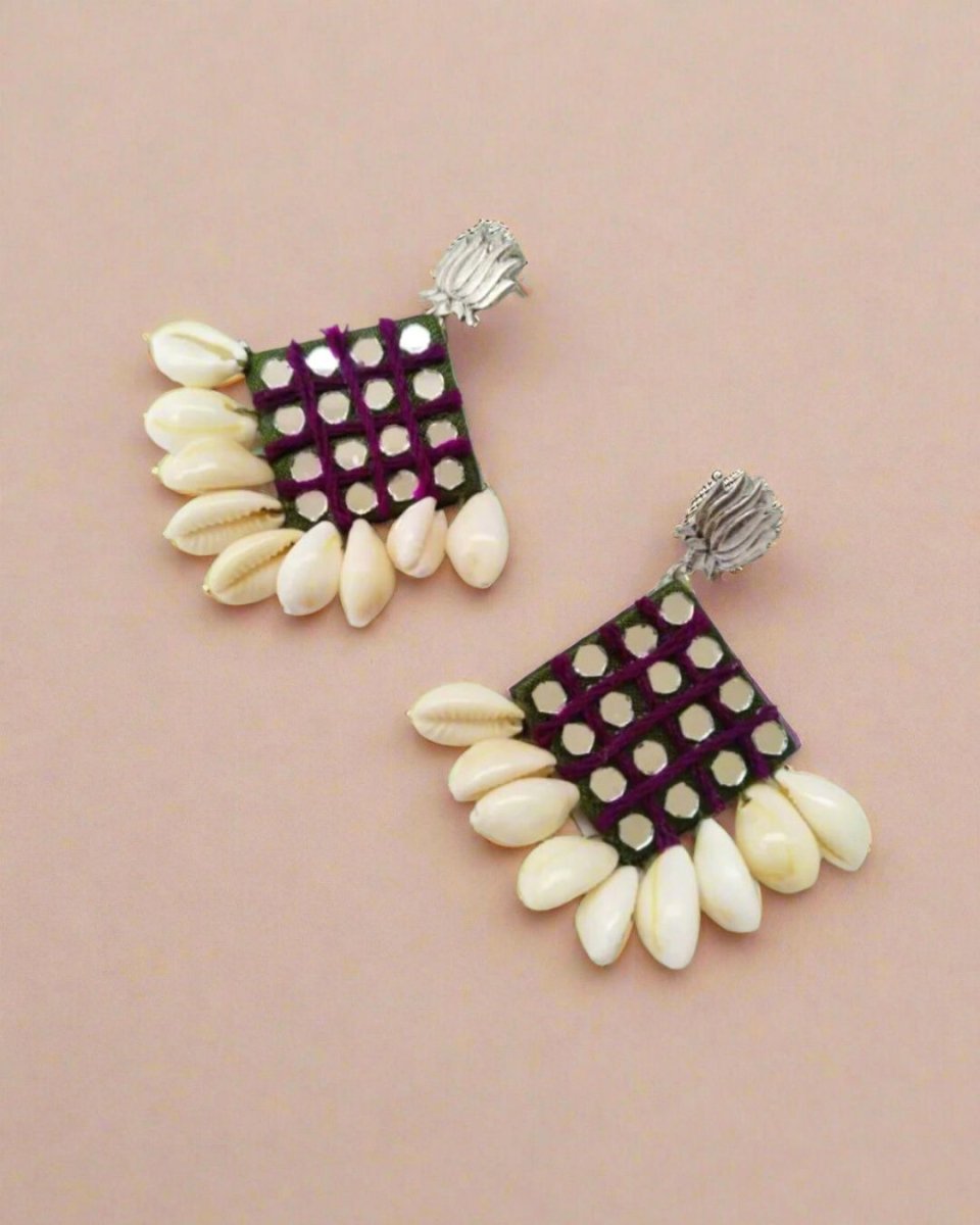 Mehendi Mirror Fabric Earrings for Ethnic Moods – Womens earrings by The serene by Rainvas available on Brown Living™. . SKU: RVS - SER - EAR - 115. Img 2.