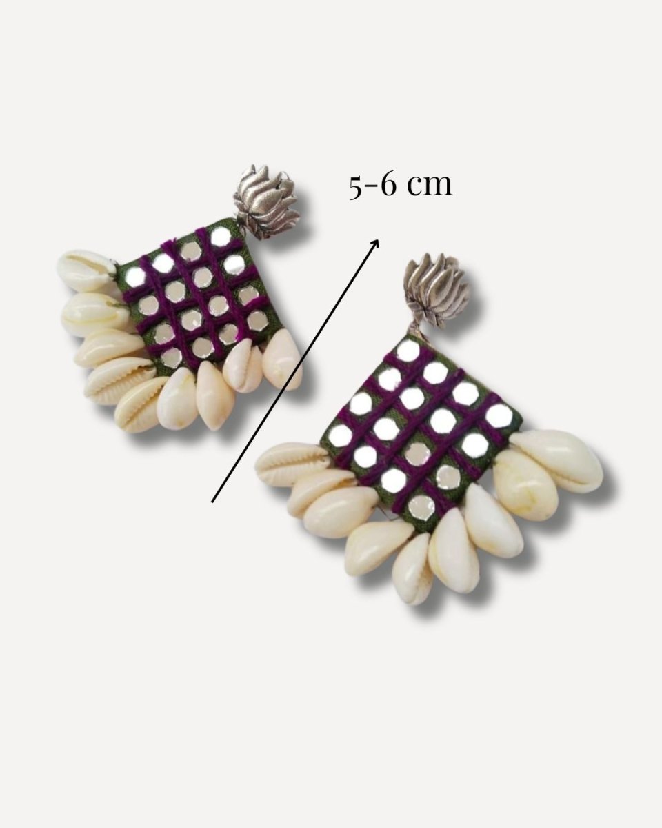 Mehendi Mirror Fabric Earrings for Ethnic Moods – Womens earrings by The serene by Rainvas available on Brown Living™. . SKU: RVS - SER - EAR - 115. Img 4.