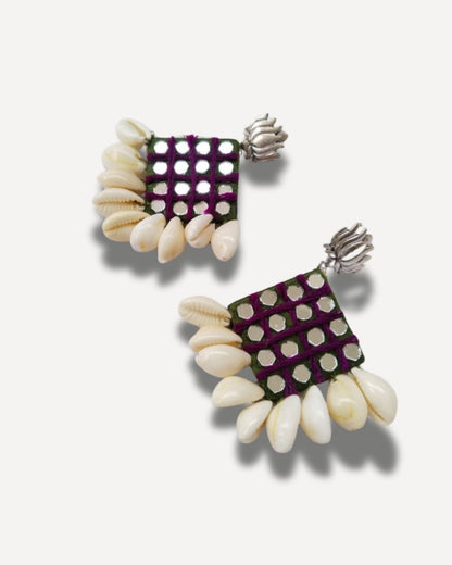 Mehendi Mirror Fabric Earrings for Ethnic Moods – Womens earrings by The serene by Rainvas available on Brown Living™. . SKU: RVS - SER - EAR - 115. Img 3.