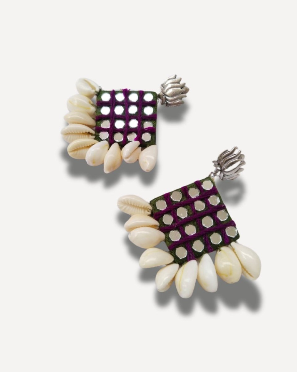 Mehendi Mirror Fabric Earrings for Ethnic Moods – Womens earrings by The serene by Rainvas available on Brown Living™. . SKU: RVS - SER - EAR - 115. Img 3.