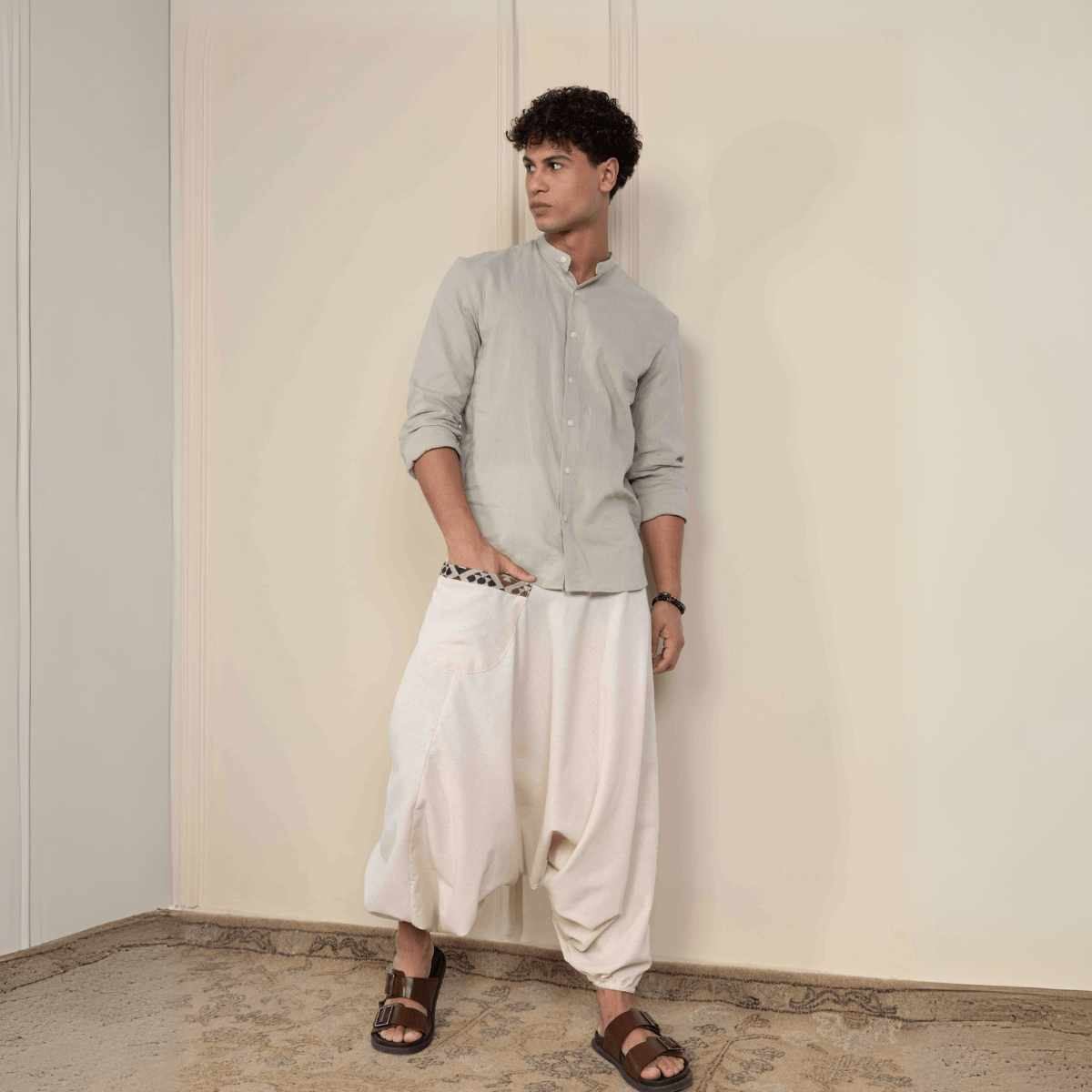 Men's Aladdin Harem Pants | Cream | Verified Sustainable by Brown Living™