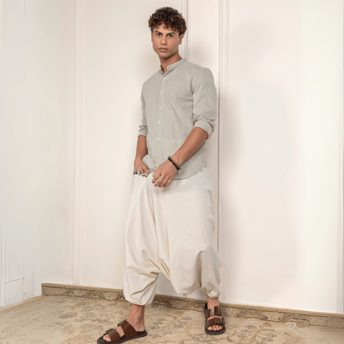 Men's Aladdin Harem Pants | Cream | Verified Sustainable by Brown Living™