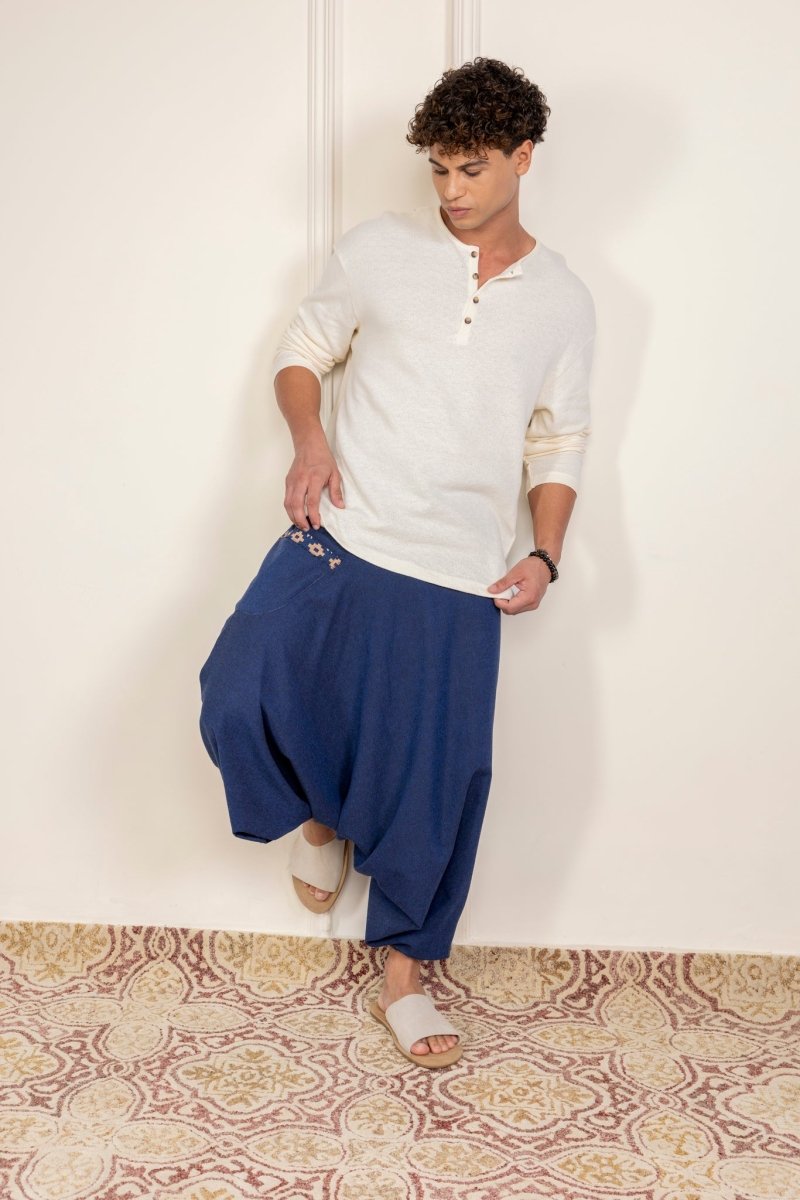 Men's Aladdin Harem Pants | Dark Blue | Verified Sustainable by Brown Living™