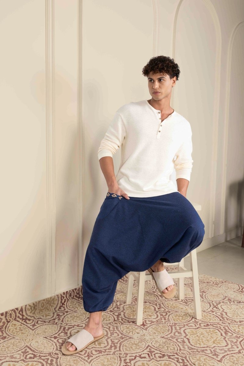 Men's Aladdin Harem Pants | Dark Blue | Verified Sustainable by Brown Living™