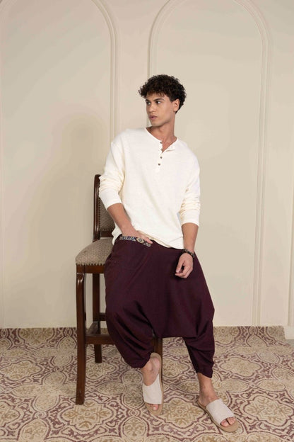 Men's Aladdin Harem Pants | Maroon | Verified Sustainable by Brown Living™