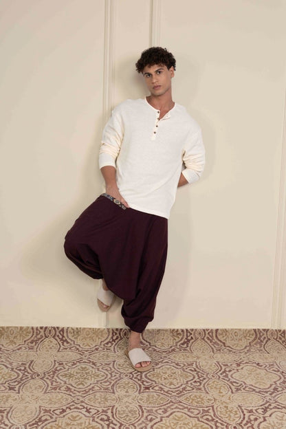 Men's Aladdin Harem Pants | Maroon | Verified Sustainable by Brown Living™