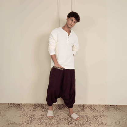 Men's Aladdin Harem Pants | Maroon | Verified Sustainable by Brown Living™