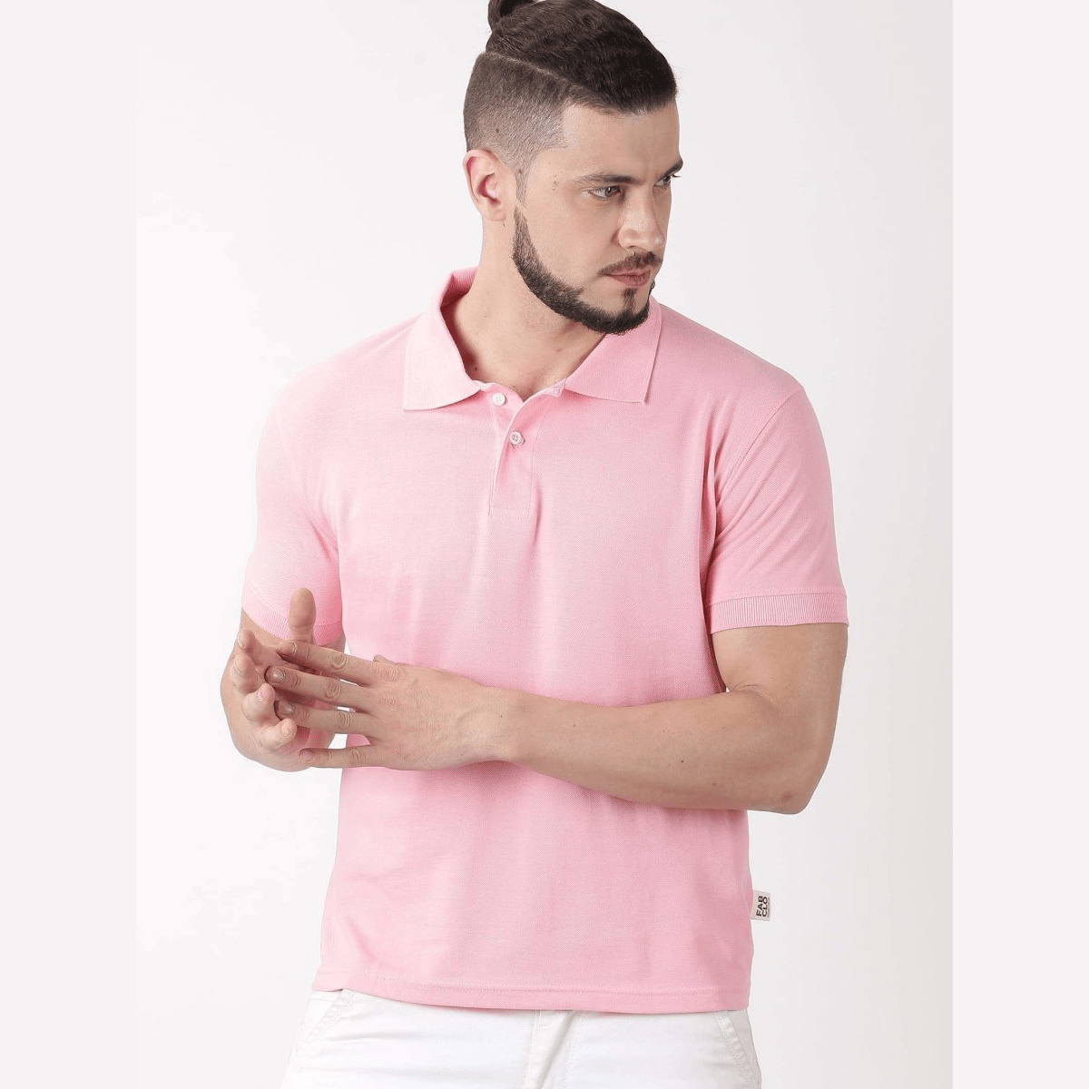 Mens Organic Cotton Polo T-shirt | Pink | Verified Sustainable by Brown Living™