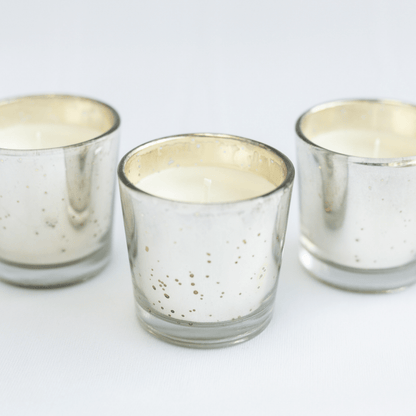 Mercury Glass Votives with Oud Exotica Soy Wax - Set of 3 | Verified Sustainable by Brown Living™