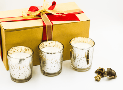 Mercury Glass Votives with Oud Exotica Soy Wax - Set of 3 | Verified Sustainable by Brown Living™