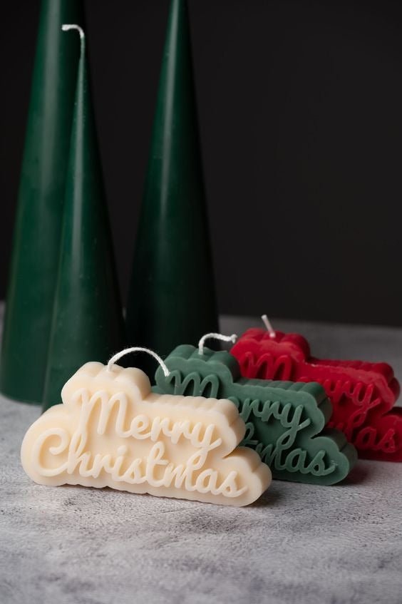 'Merry Christmas' Text Candles | Verified Sustainable by Brown Living™