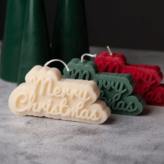 'Merry Christmas' Text Candles | Verified Sustainable by Brown Living™