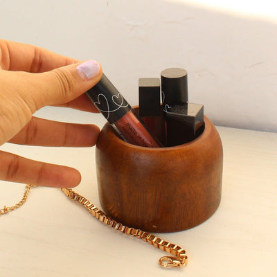 Mini Makeup & Jewelry Organizer – Compact Vanity Storage Box – Baskets & Boxes on Brown Living™. SKU: TT0106. Img 1.
