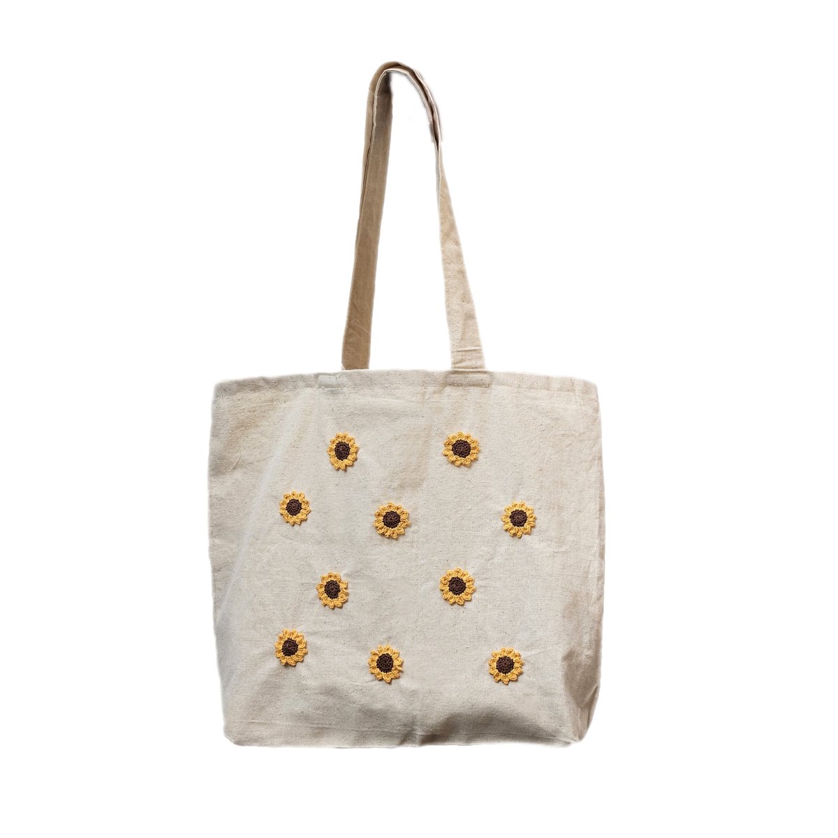 Minimal Sunflower Hand Crochet Tote Bags For Women | Verified Sustainable by Brown Living™