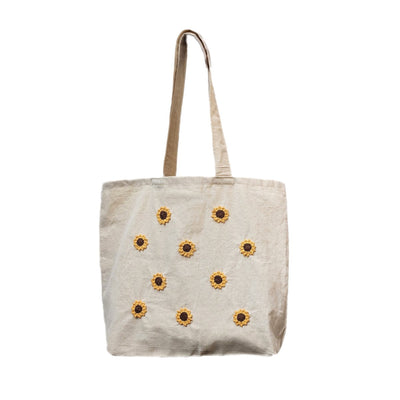 Minimal Sunflower Hand Crochet Tote Bags For Women – Tote Bag on Brown Living™. SKU: WTTSUNF1. Img 4.