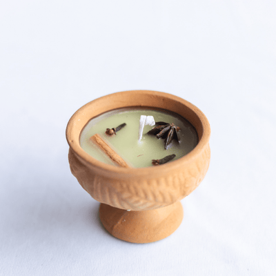 Teracotta / Mitti Bowl Candles in Fresh Jasmine Fragrance - Set of 4 – Candles & Fragrances on Brown Living™. SKU: SN2544. Img 4.