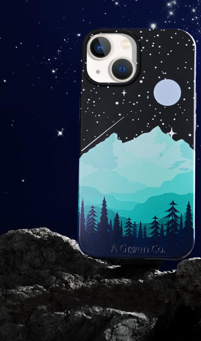 Moon & Mountains - Biodegradable Eco - Friendly Phone Case / Mobile Cover – Tech Accessories on Brown Living™. SKU: MN - MNTN - 13 - 001. Img 2.