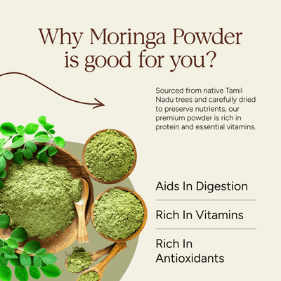 Moringa Powder | Superfood | Vitamin & Mineral - Rich | 100g – Health & Energy Drinks on Brown Living™. SKU: SOS0MP00G100. Img 4.