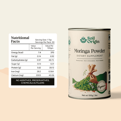 Moringa Powder | Superfood | Vitamin & Mineral - Rich | 100g – Health & Energy Drinks on Brown Living™. SKU: SOS0MP00G100. Img 5.