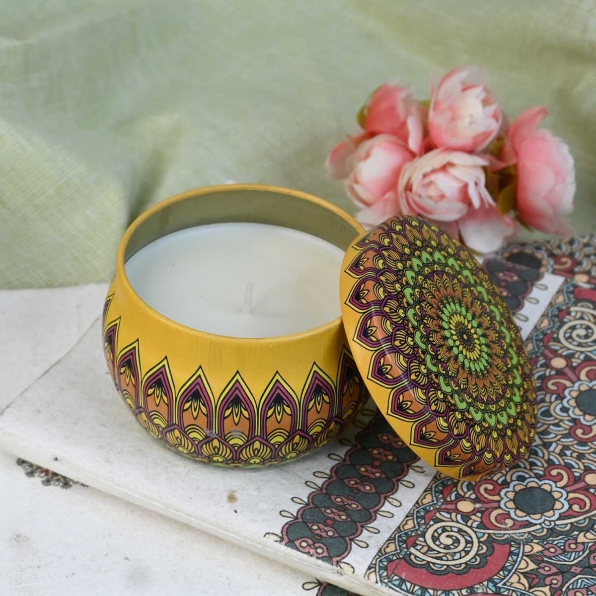 Moroccan Jasmine Soy Mandala Tin Candle | Verified Sustainable by Brown Living™