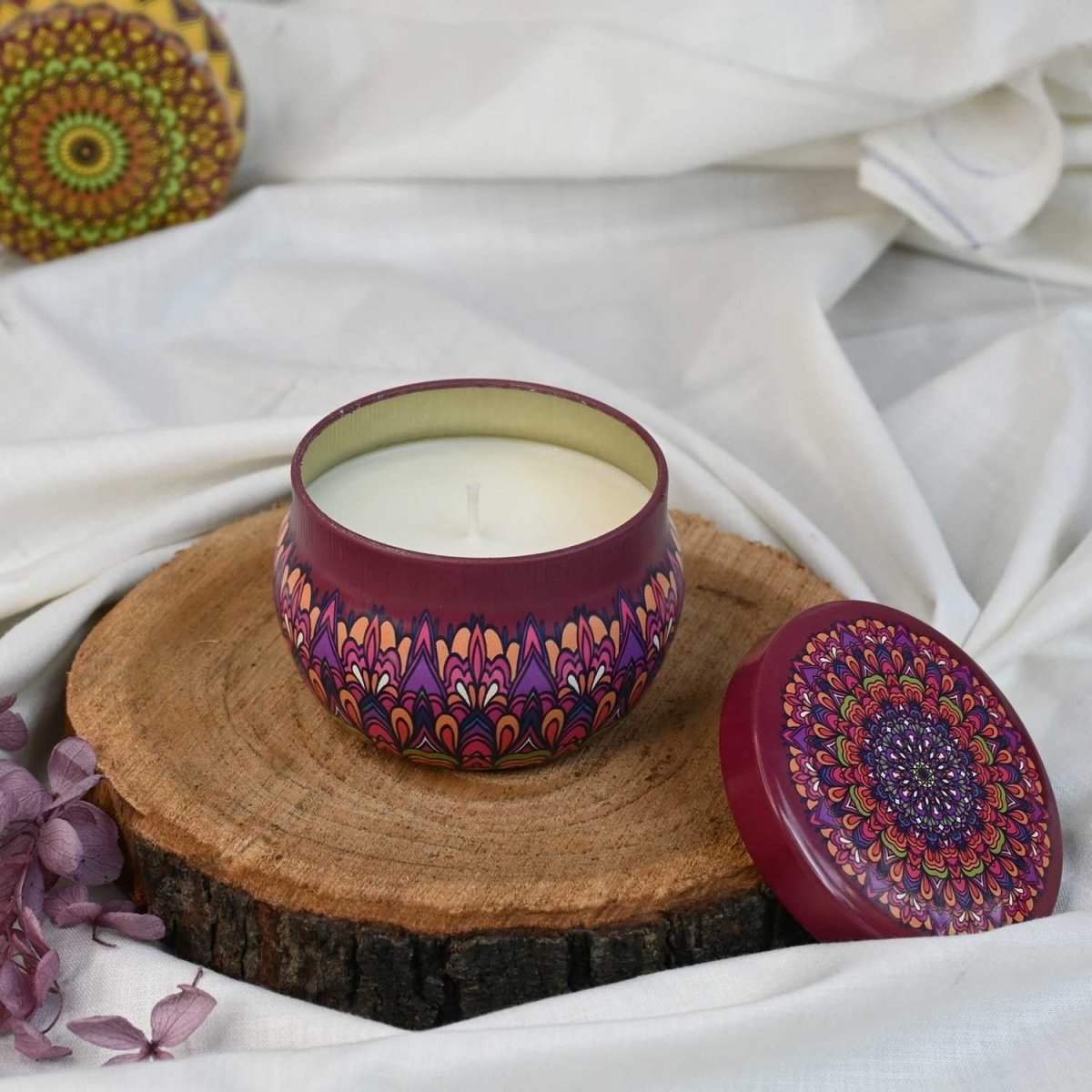 Moroccan Rose Soy Mandala Tin Candle | Verified Sustainable by Brown Living™