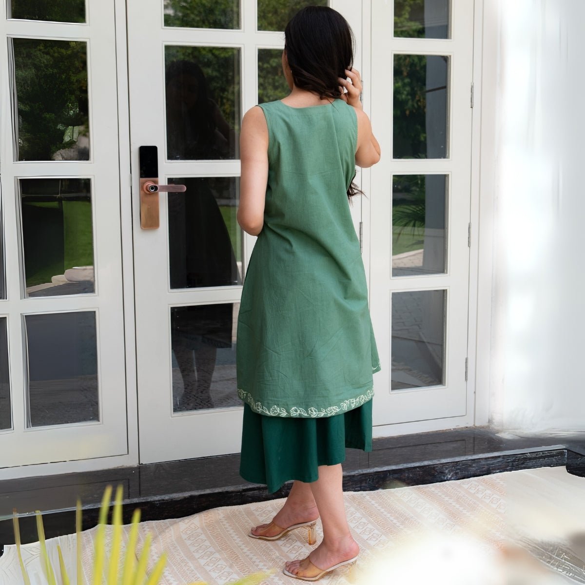 Moss & Mint Handpainted Layered Cotton Dress | Verified Sustainable by Brown Living™