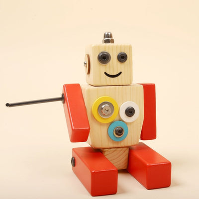 Multicolor Ollie Wooden Robot – STEAM Building Toy – Learning & Educational Toys on Brown Living™. SKU: WRST01. Img 3.