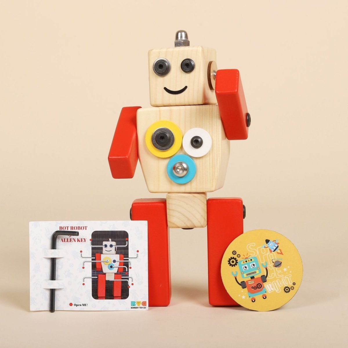 Multicolor Ollie Wooden Robot – STEAM Building Toy – Learning & Educational Toys by Bombay Toy Company available on Brown Living™. . SKU: WRST01. Img 1.