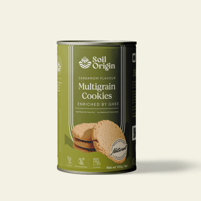 Multigrain Cookies | Cardamom Flavour | Enriched with Ghee | Zero Maida | 100g – Snack Foods on Brown Living™. SKU: SOBSMCC0G100. Img 1.
