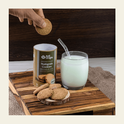 Multigrain Cookies | Cardamom Flavour | Enriched with Ghee | Zero Maida | 100g – Snack Foods on Brown Living™. SKU: SOBSMCC0G100. Img 6.