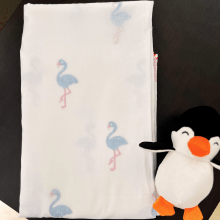 Muslin Dohar Blanket – 3D Handblock – Flamingo Print – 40x60 inches | Verified Sustainable by Brown Living™