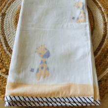 Muslin Kids Blanket – 3 - Layer – 40x40 – Giraffe Print – Lightweight – Bedding on Brown Living™. SKU: 3DDOGIRAF4040. Img 1.