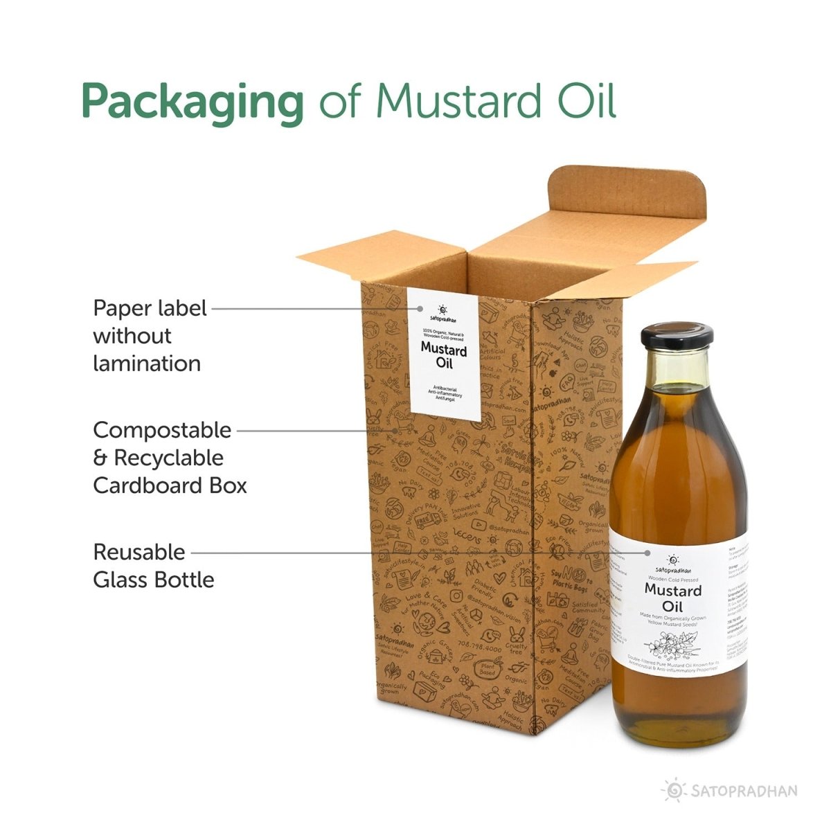 Mustard Oil 1000ml - Organic, Cold - Pressed, Glass Bottle | Verified Sustainable by Brown Living™