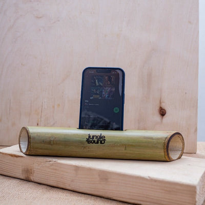 Natural Bamboo Speaker – Eco - Friendly Sound Amplifier & Mobile Stand – Desk Accessories on Brown Living™. SKU: BL - JB - 10. Img 1.