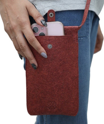 Sustainable Natural Coconut Leather Mobile Sling Bag – Sling Bag on Brown Living™. SKU: ZK9. Img 1.