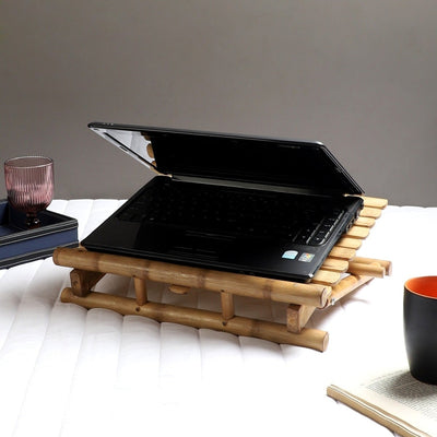 Natural Handmade Bamboo Three - Way Laptop Stand – Laptop Sleeve on Brown Living™. SKU: SK - BLS - LP - 03 - NT. Img 1.
